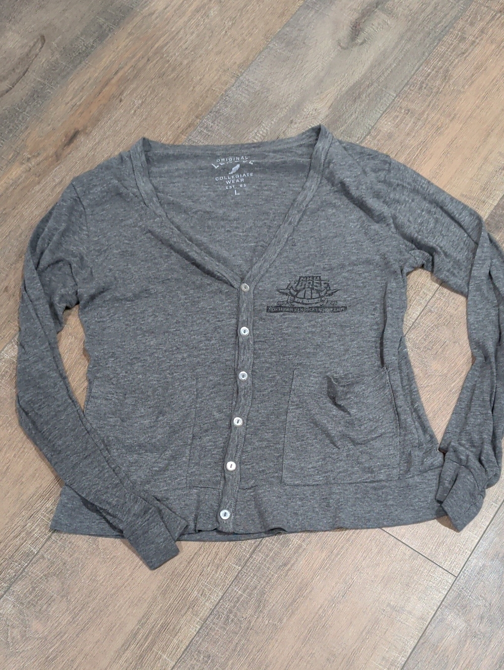 NKU Northern Kentucky Univ Gray Women's Button-Front Lightweight Cardigan